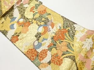 佐賀錦鴛鴦に花々模様織出し袋帯